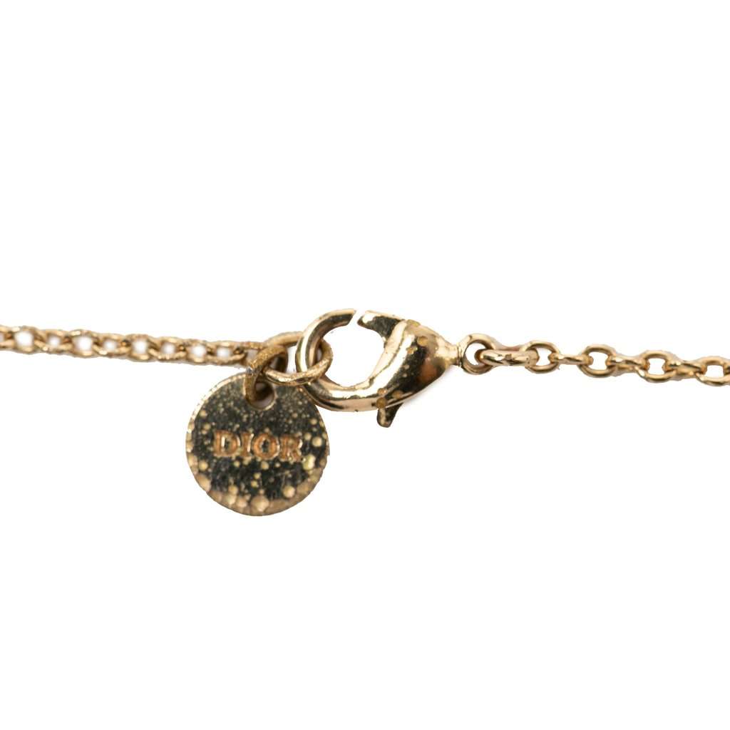 Dior Gold Plated Strass CD Logo Pendant Necklace Gold Metal Very good condition - Inside View