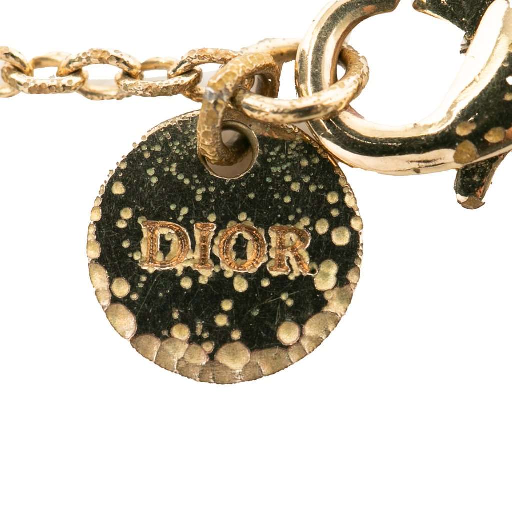Dior Gold Plated Strass CD Logo Pendant Necklace Gold Metal Very good condition - Model View
