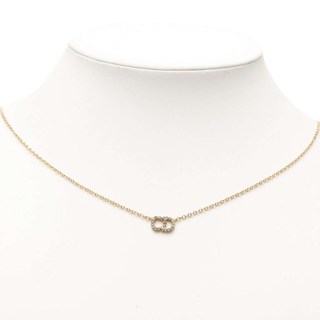Dior Gold Plated Strass CD Logo Pendant Necklace Gold Metal Very good condition - Box View
