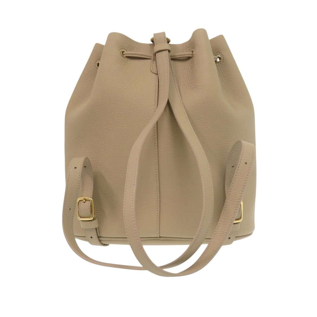 Loro Piana Grained Calfskin Extra Drawstring Backpack Beige Leather Very good condition - Back View