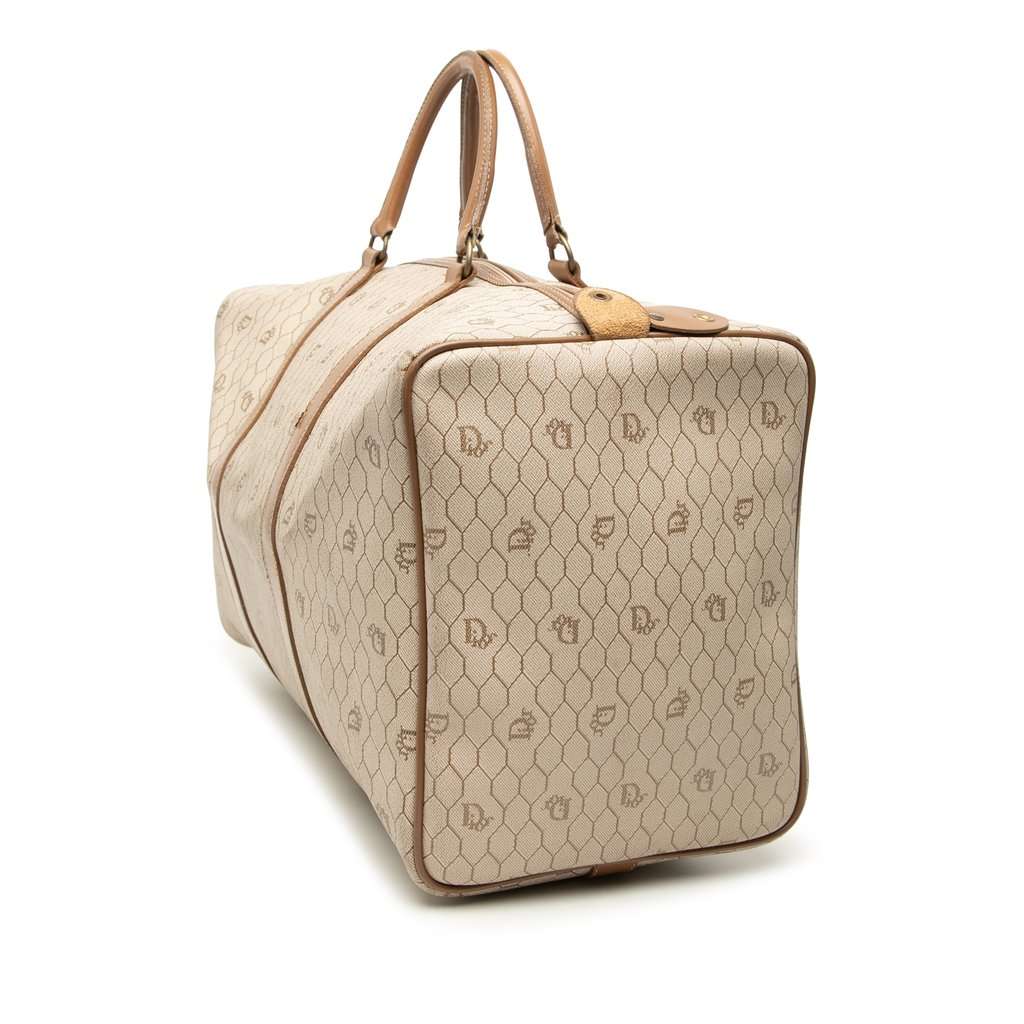 Dior Honeycomb Coated Canvas Travel Bag Beige Good condition - Back View