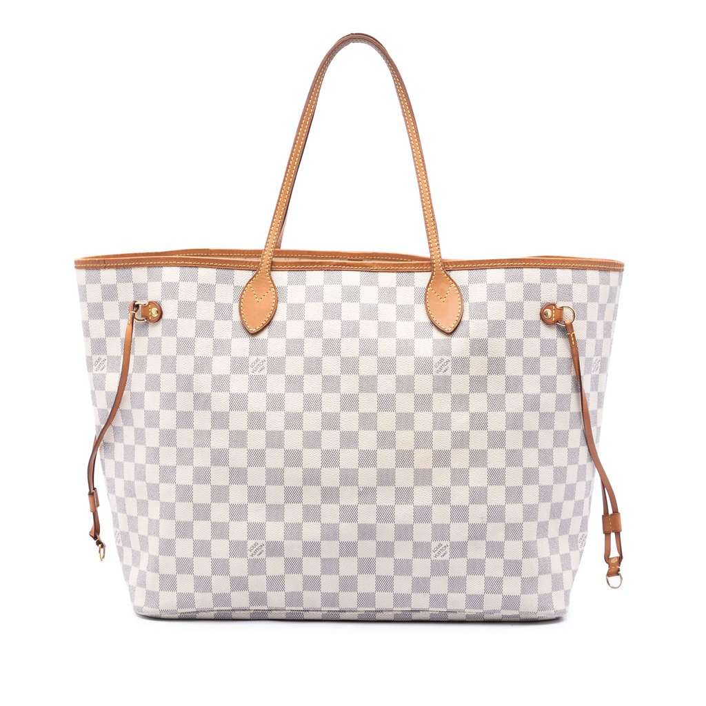 Louis Vuitton Damier Azur Neverfull GM White Very good - Front View