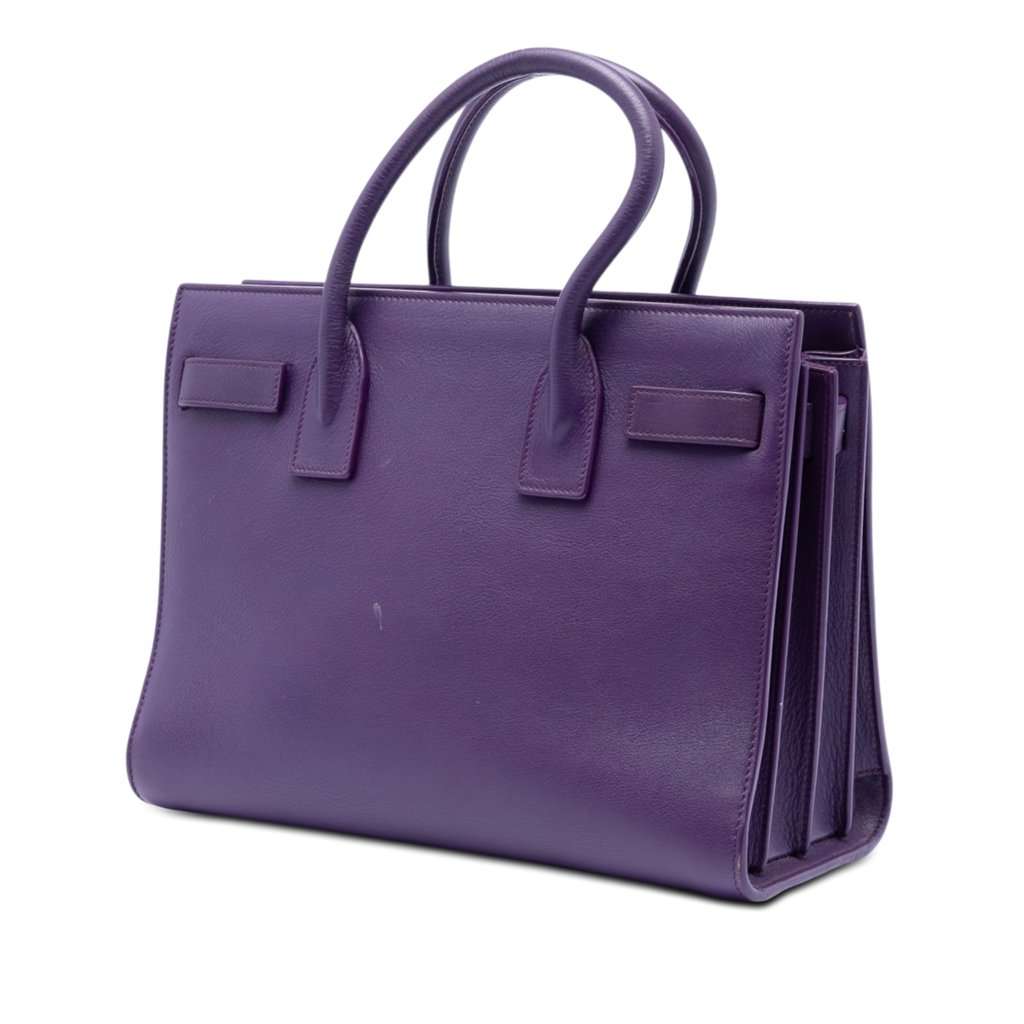 Saint Laurent Baby Leather Sac De Jour Satchel Purple Leather Very good condition - Back View