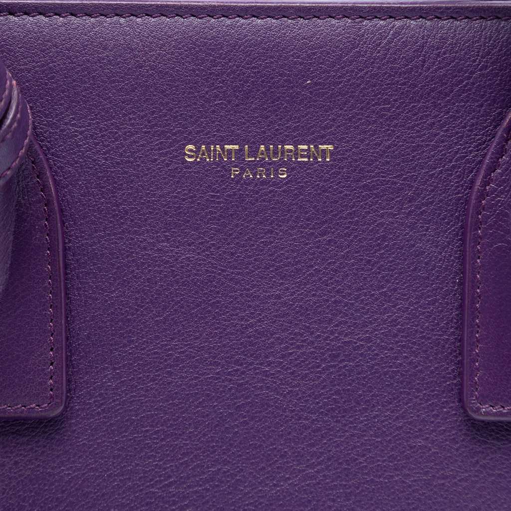 Saint Laurent Baby Leather Sac De Jour Satchel Purple Leather Very good condition - Box View