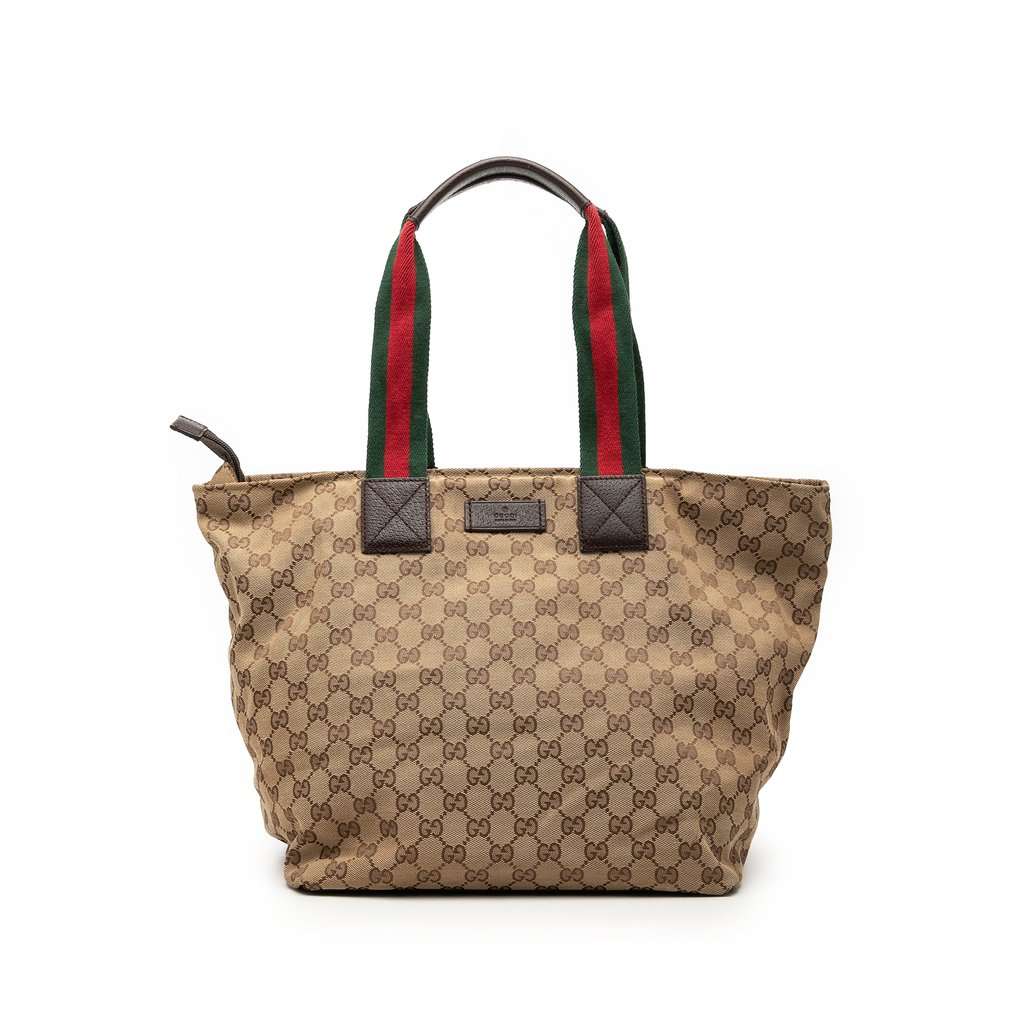 Gucci GG Canvas Web Tote Beige Very good - Front View
