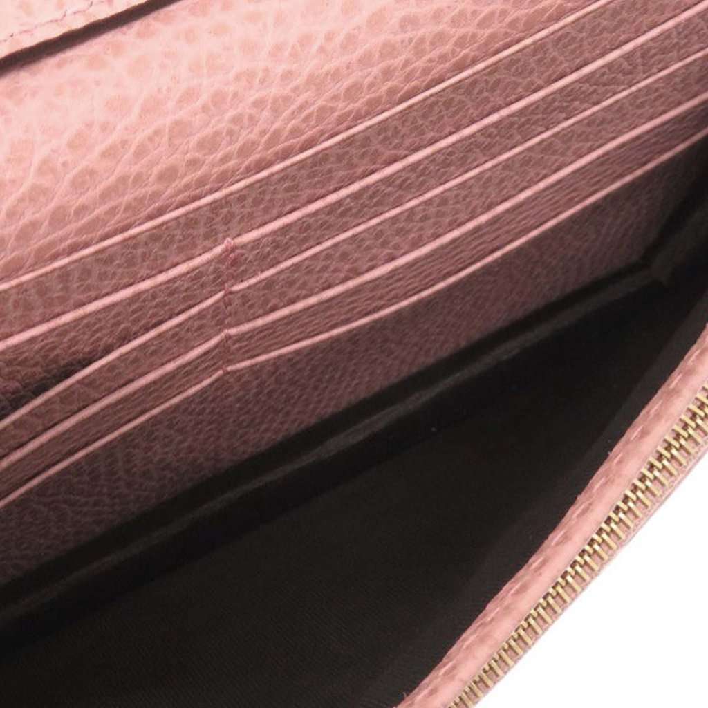 Gucci Dollar Calfskin Swing Wallet On Strap Pink Leather Very good - Model View