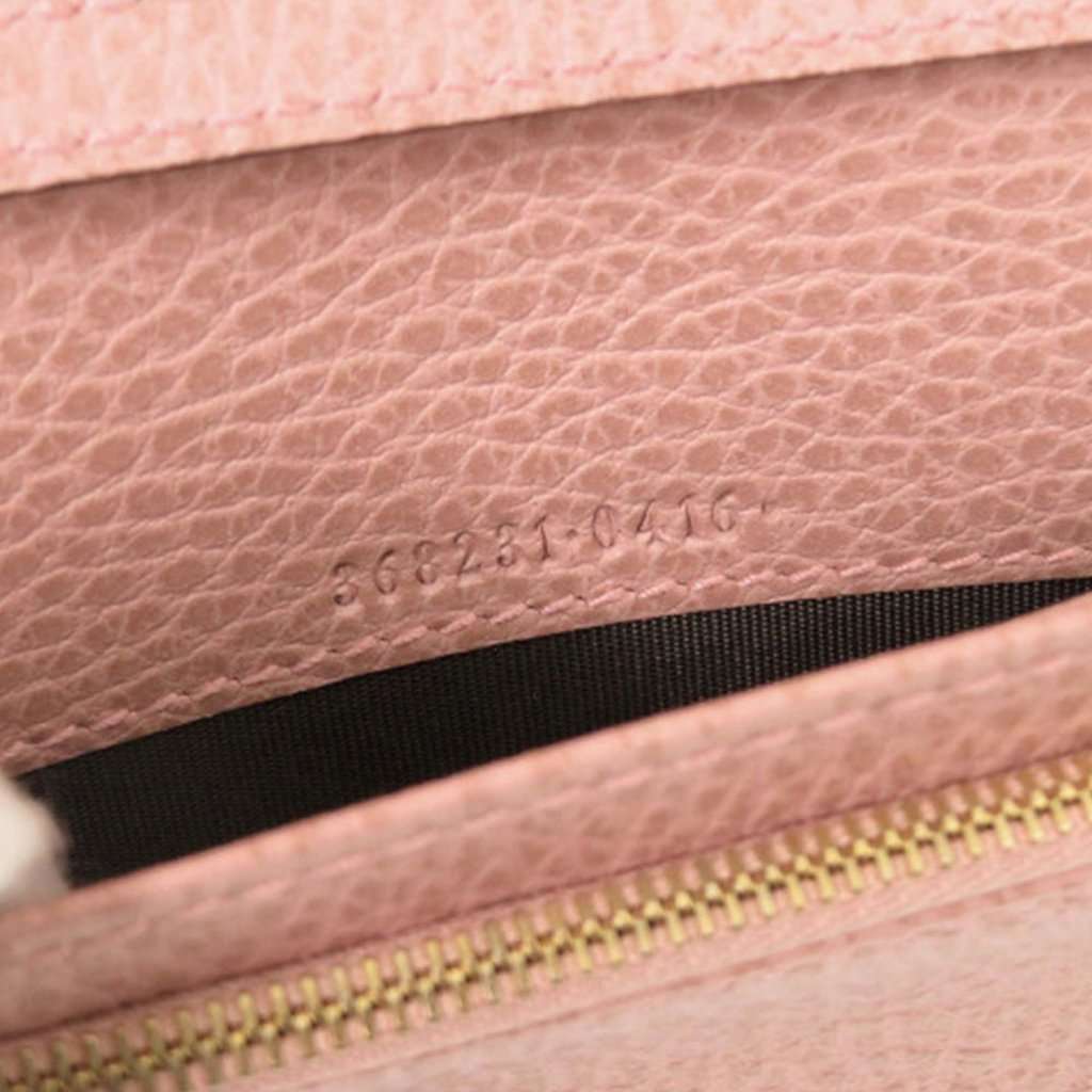 Gucci Dollar Calfskin Swing Wallet On Strap Pink Leather Very good - Box View