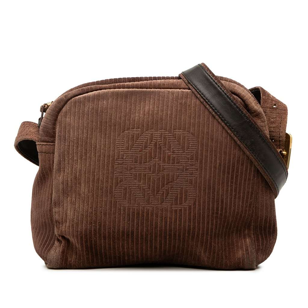 Loewe Corduroy Anagram Shoulder Bag Brown Very good - Front View