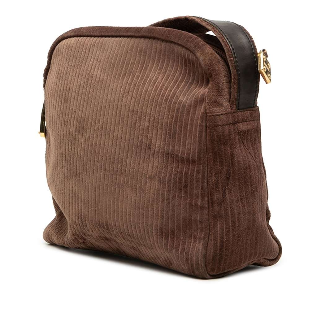 Loewe Corduroy Anagram Shoulder Bag Brown Very good - Back View