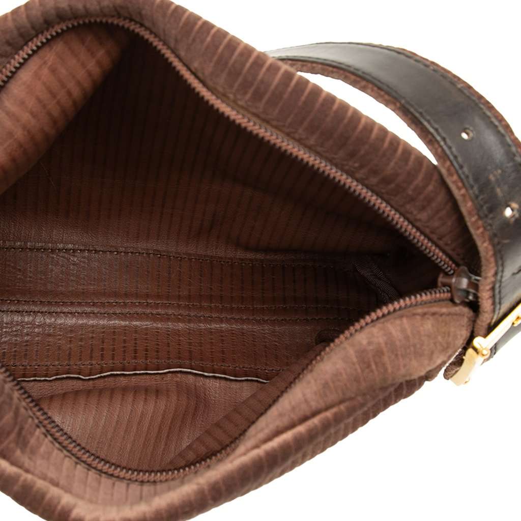 Loewe Corduroy Anagram Shoulder Bag Brown Very good - Model View