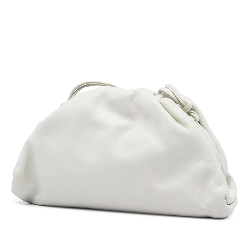 Bottega Veneta Lambskin The Mini Pouch Crossbody White Leather Very good - Back View