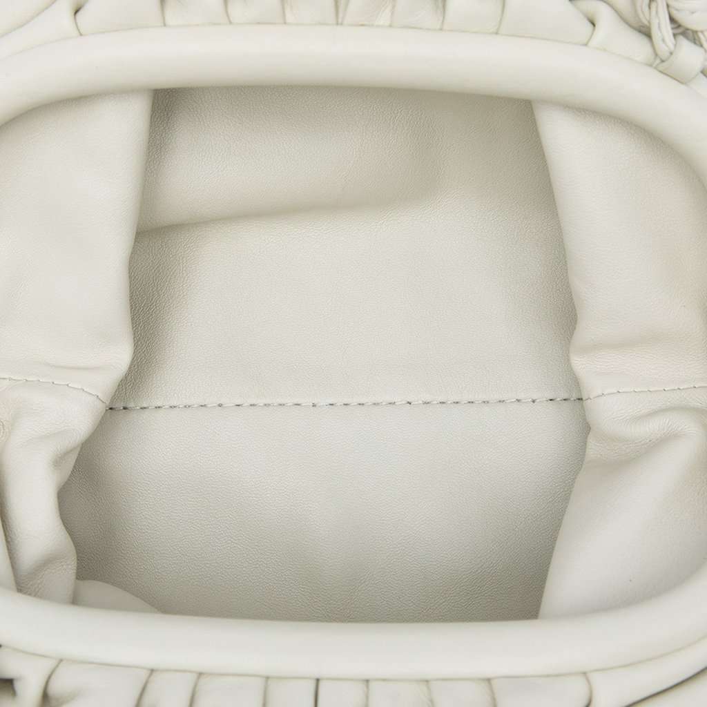 Bottega Veneta Lambskin The Mini Pouch Crossbody White Leather Very good - Model View
