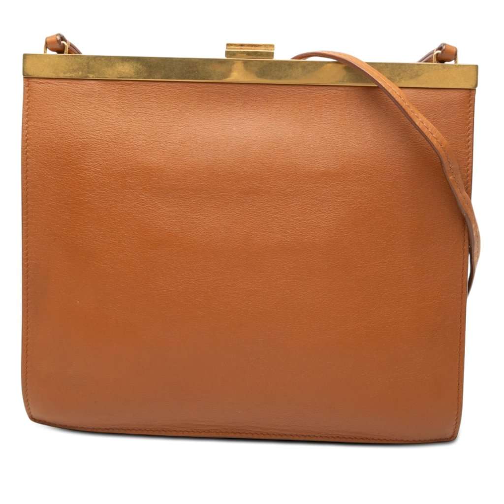 Celine Mini Leather Clasp Crossbody Brown Leather Very good condition - Front View
