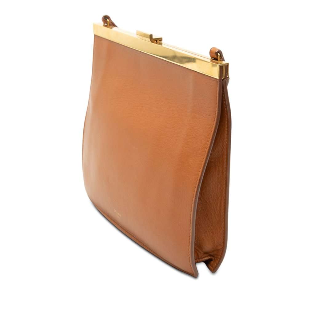 Celine Mini Leather Clasp Crossbody Brown Leather Very good condition - Back View