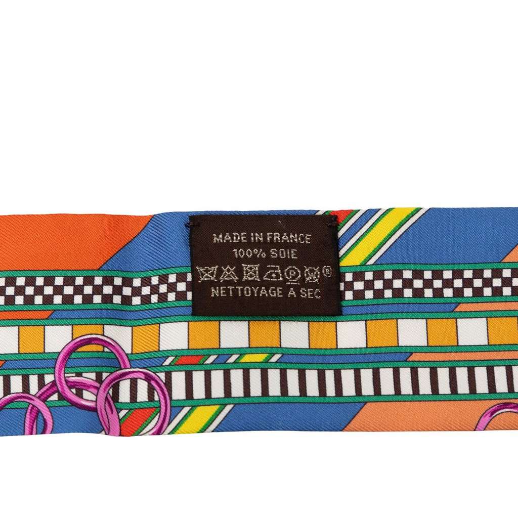 Hermès Brides et Gris Silk Twilly Scarf Blue Never worn - Inside View