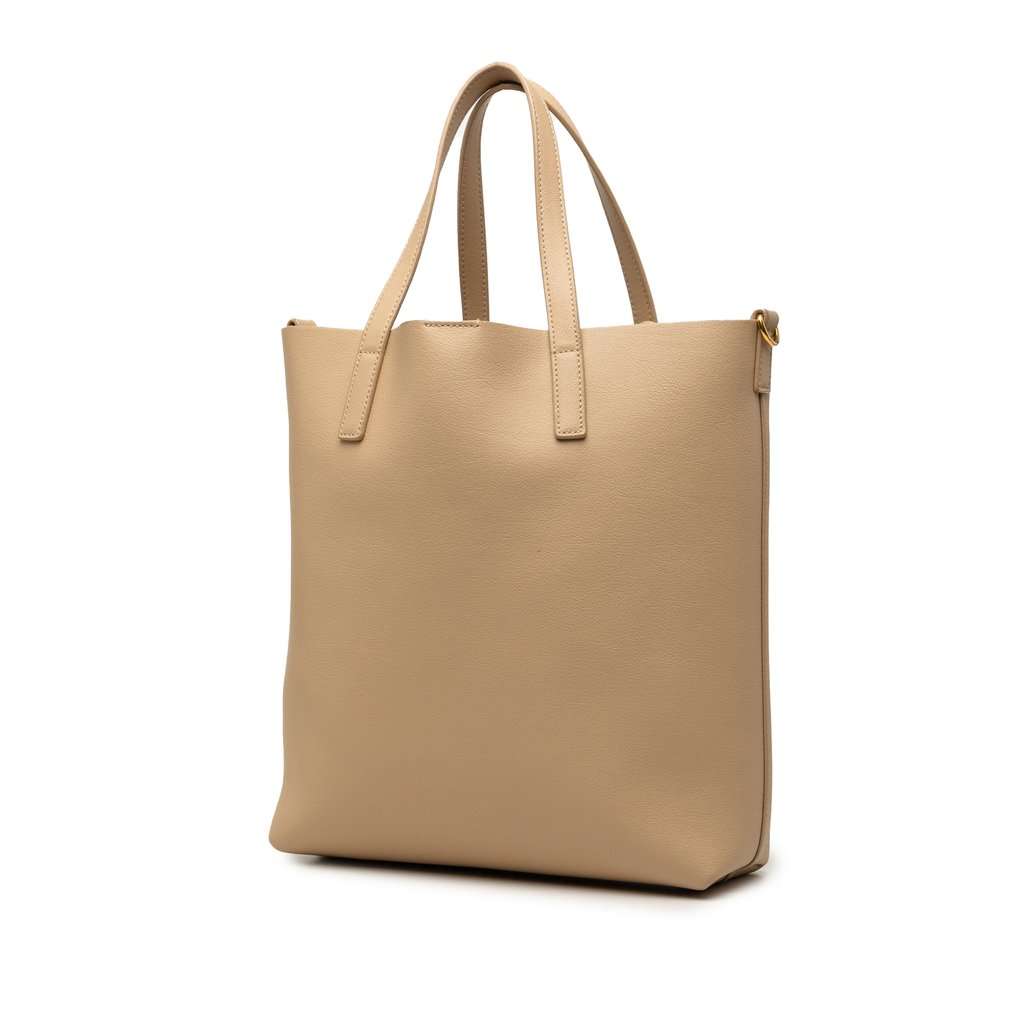 Saint Laurent Toy Leather North South Shopping Tote Beige Leather Very good - Back View