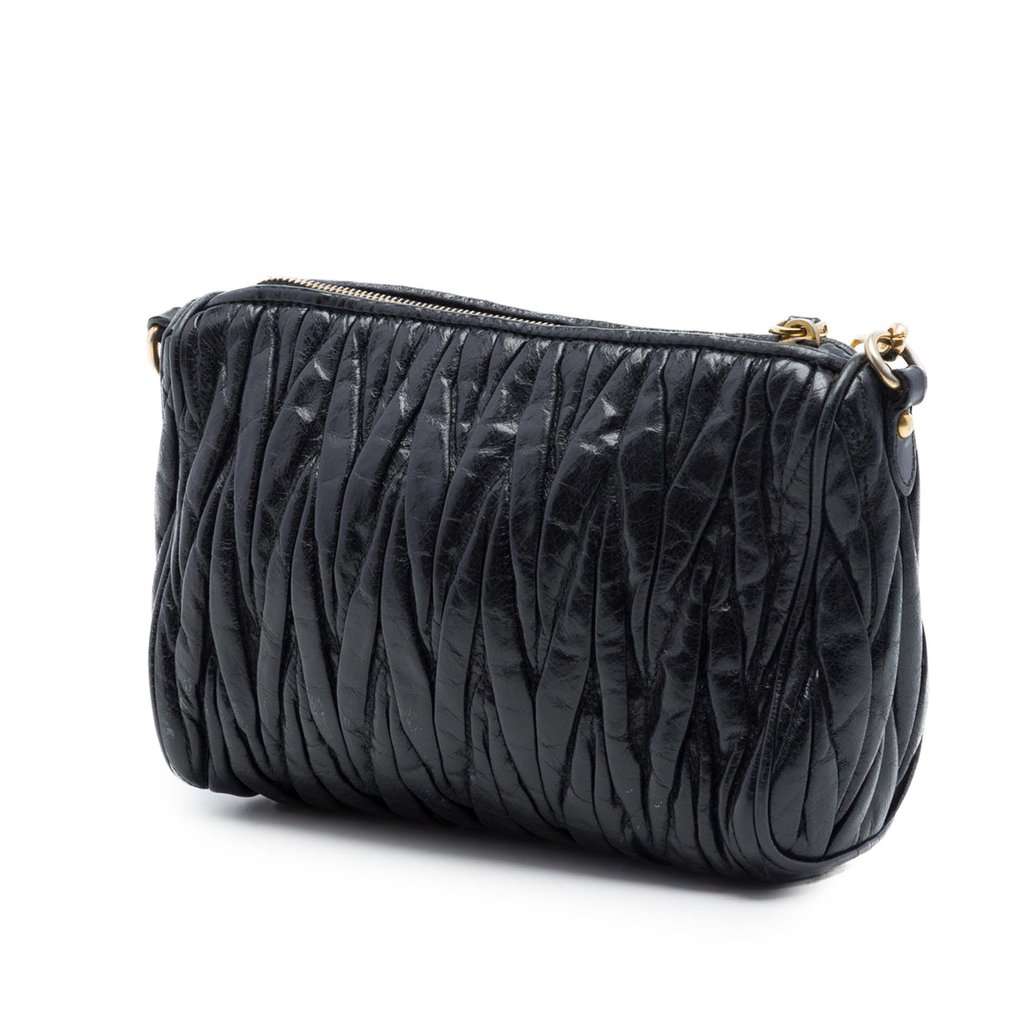 Miu Miu Matelasse Nappa Lux Charm Shoulder Bag Black Leather Very good - Back View