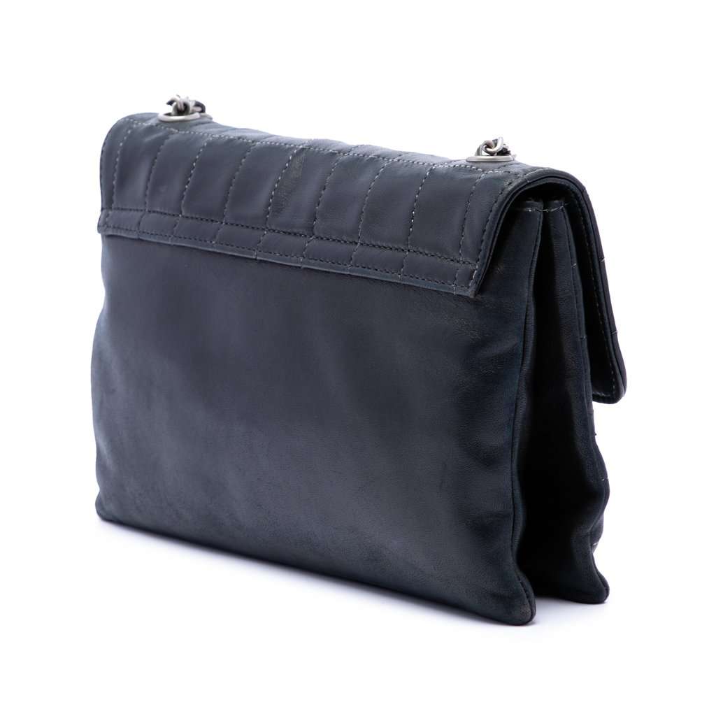 Chanel Chocolate Bar Lambskin Reissue 2.55 Chain Handbag Black Leather Very good - Back View