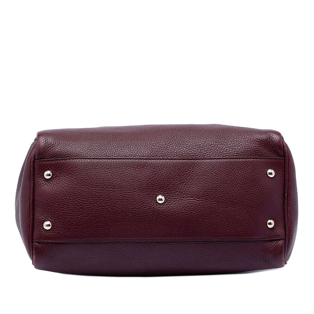Gucci Medium Calfskin Bamboo Shopper Boston Bag Red Leather Very good condition - Inside View