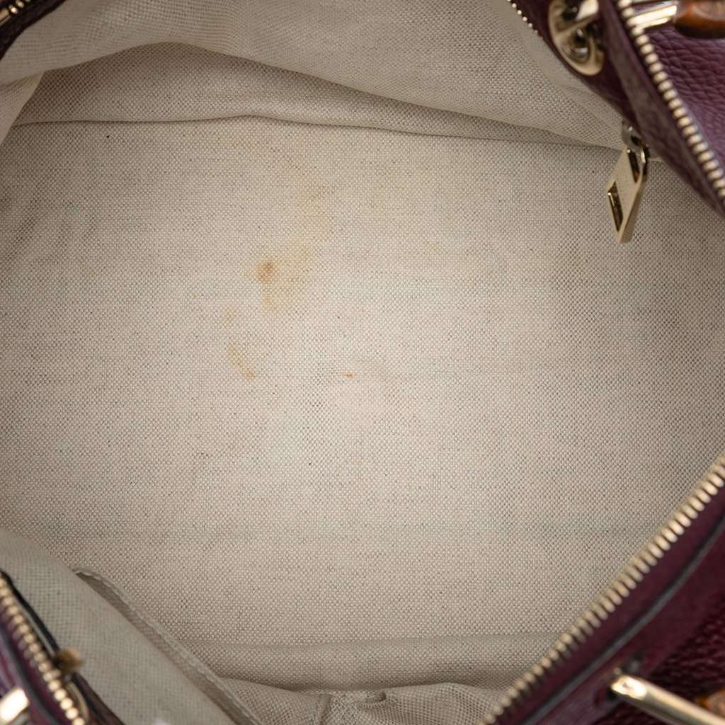 Gucci Medium Calfskin Bamboo Shopper Boston Bag Red Leather Very good condition - Model View