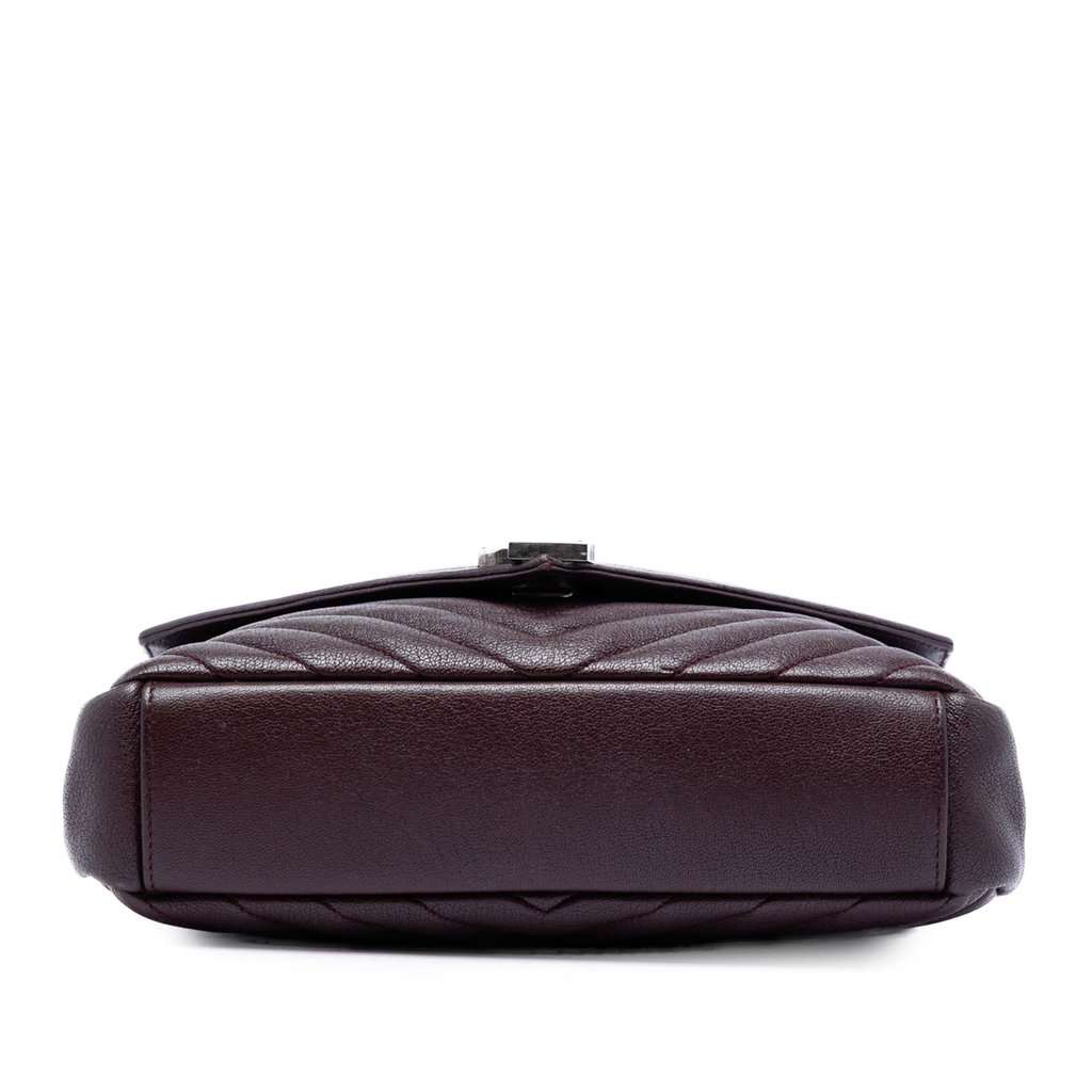 Saint Laurent Medium Chevron Sheepskin Monogram College Satchel Red Leather Very good - Inside View
