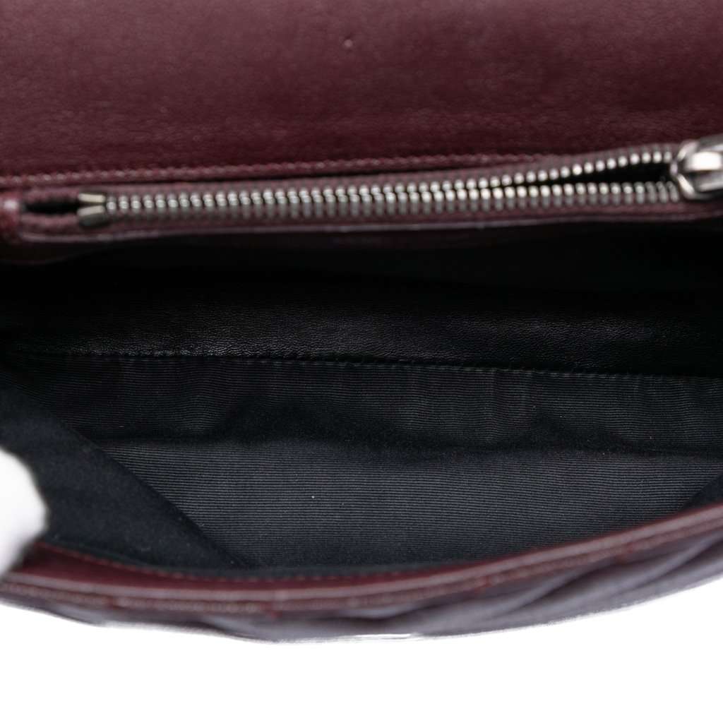Saint Laurent Medium Chevron Sheepskin Monogram College Satchel Red Leather Very good - Model View