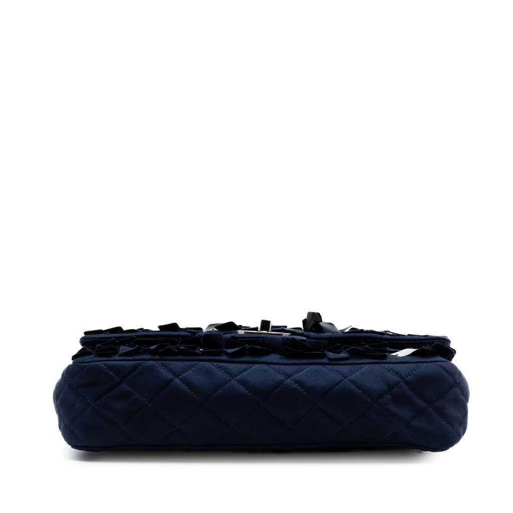 Chanel Medium Classic Satin Paillette Embellished Double Flap Blue Very good condition - Inside View