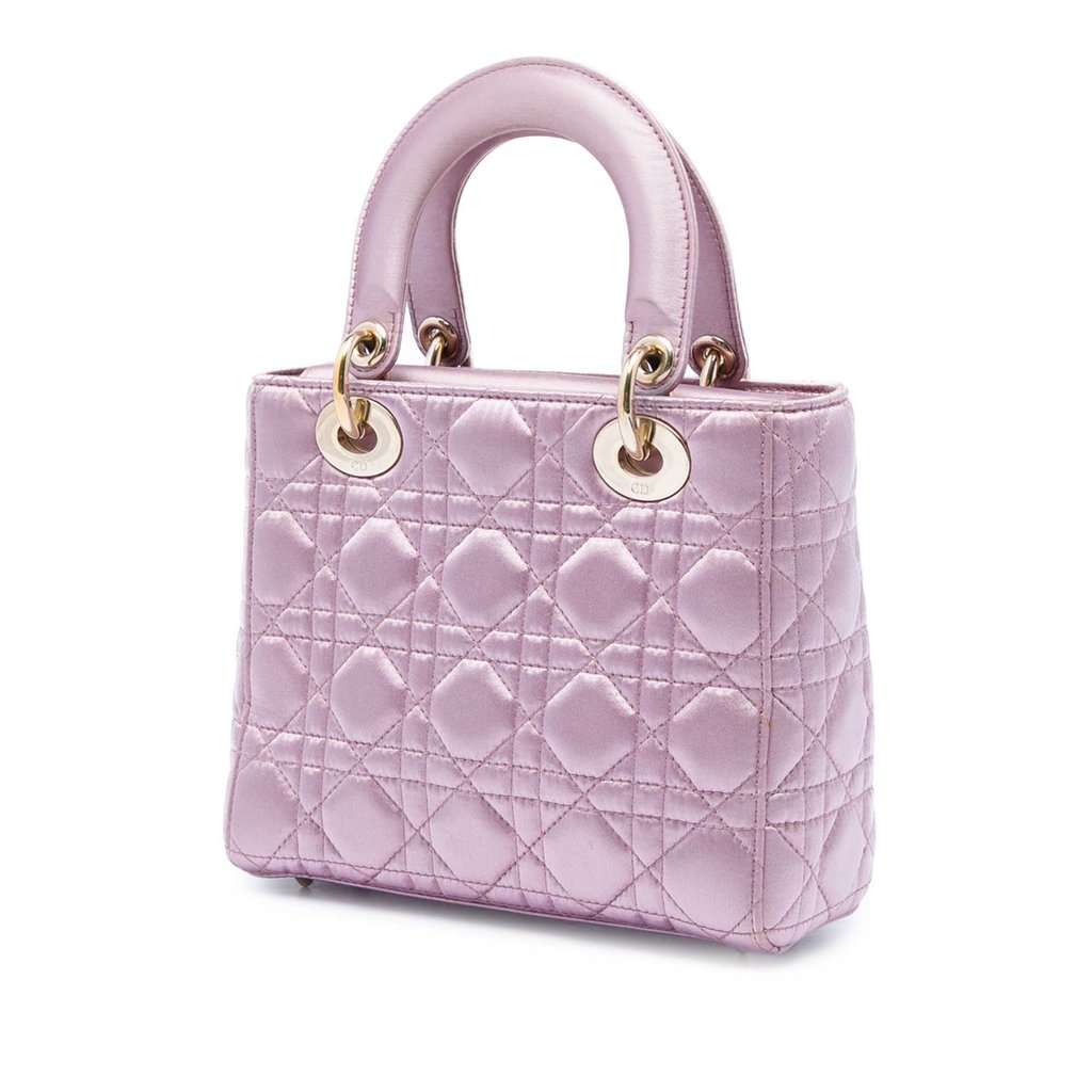 Dior Small Satin Cannage Swarovski Lady Dior Pink Very good condition - Back View