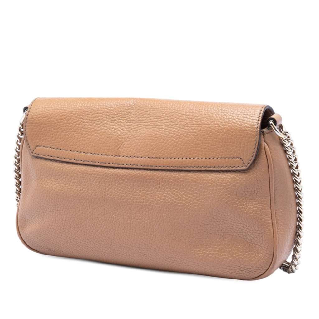 Gucci Medium Calfskin Soho Chain Flap Crossbody Brown Leather Very good condition - Back View