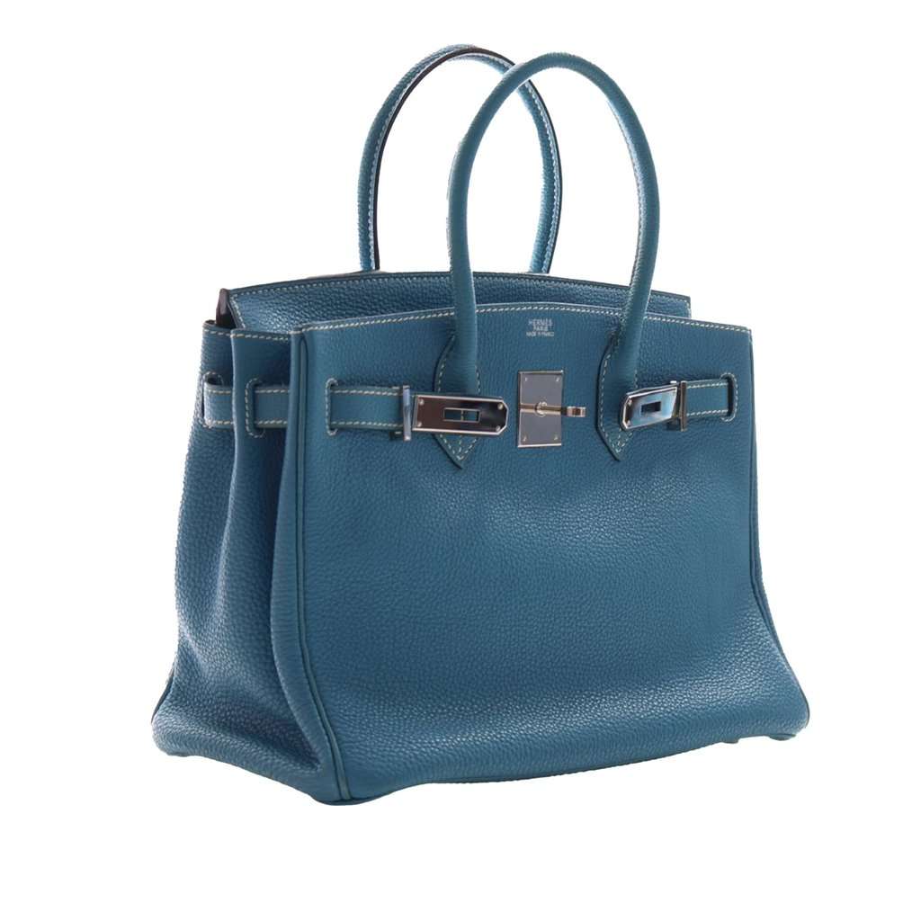 Hermès Togo Birkin Retourne 30 Blue Leather Very good - Back View