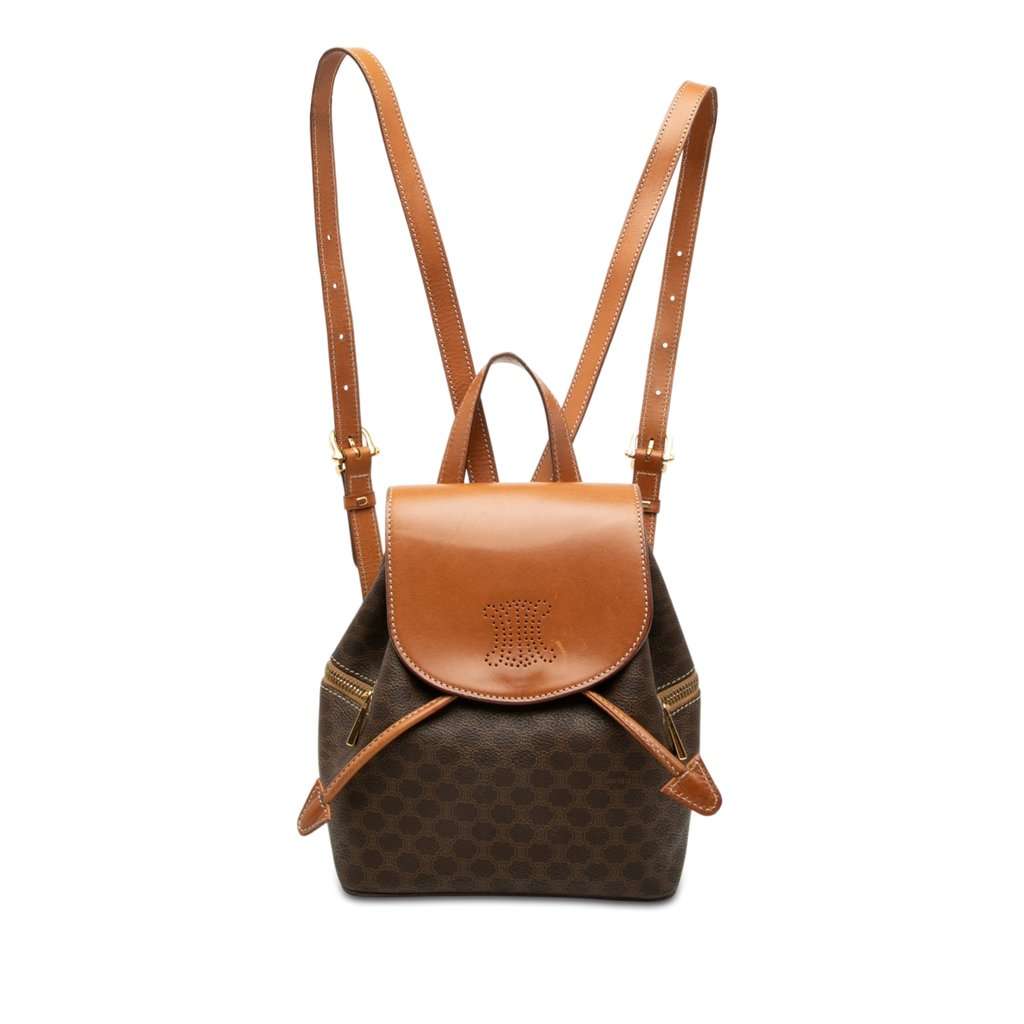 Celine Macadam Coated Canvas  Backpack Brown Leather Very good - Front View