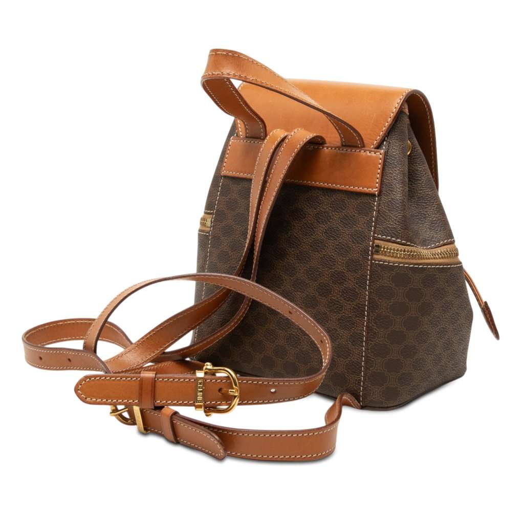 Celine Macadam Coated Canvas  Backpack Brown Leather Very good - Back View