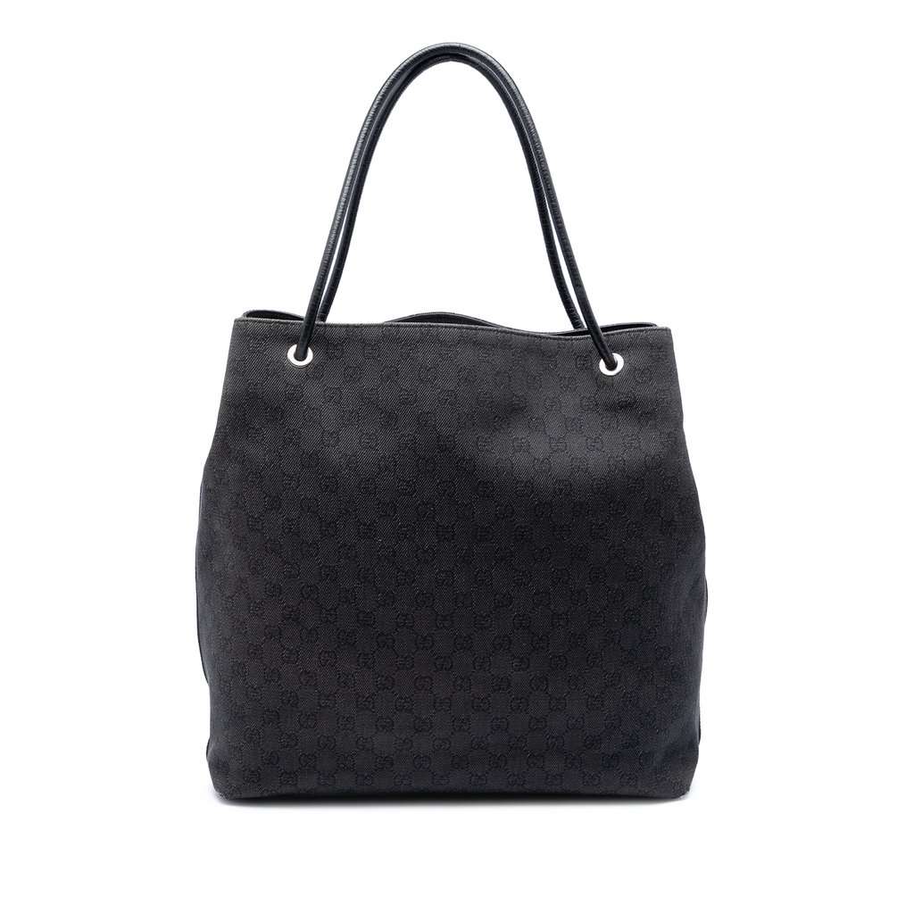 Gucci Large GG Denim Gifford Tote Black Very good condition - Front View