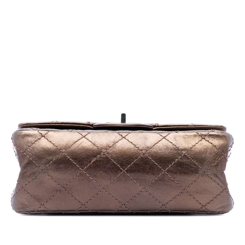 Chanel Metallic Aged Calfskin Reissue 2.55 Double Flap 224 Brown Leather Very good condition - Inside View