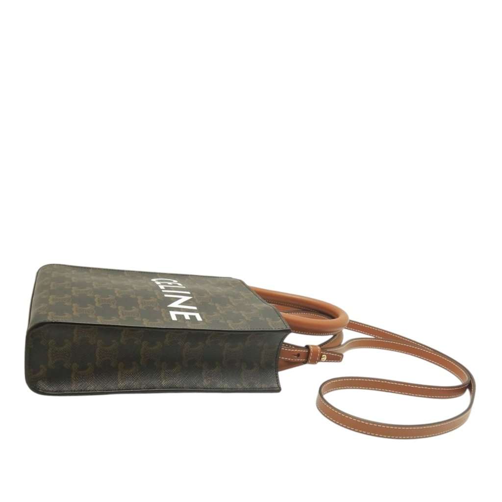 Celine Mini Triomphe Coated Canvas Vertical Cabas Satchel Brown Very good condition - Inside View