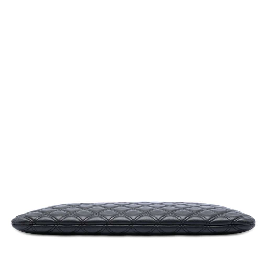 Chanel Large Quilted Lambskin Double Stitch O Case Clutch Black Leather Very good condition - Inside View