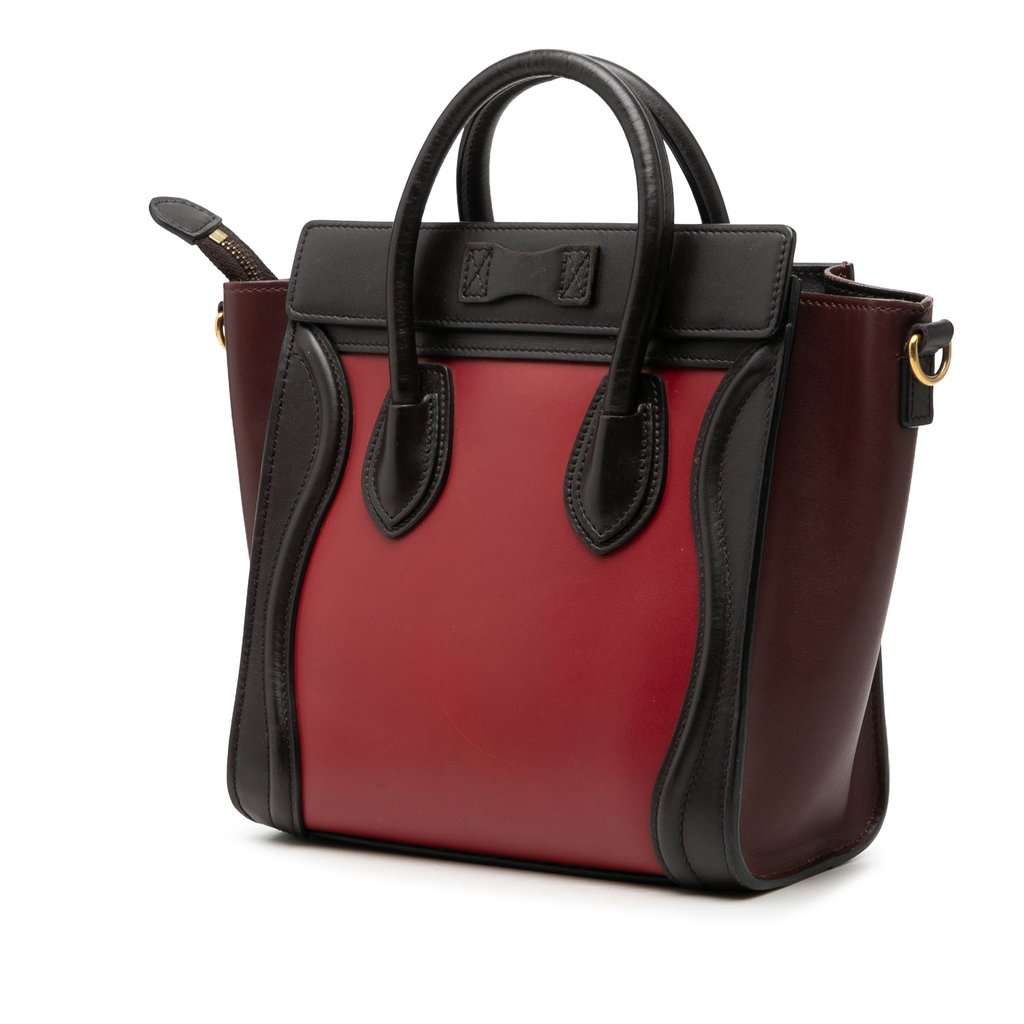 Celine Nano Tricolor Leather Luggage Tote Red Leather Very good - Back View