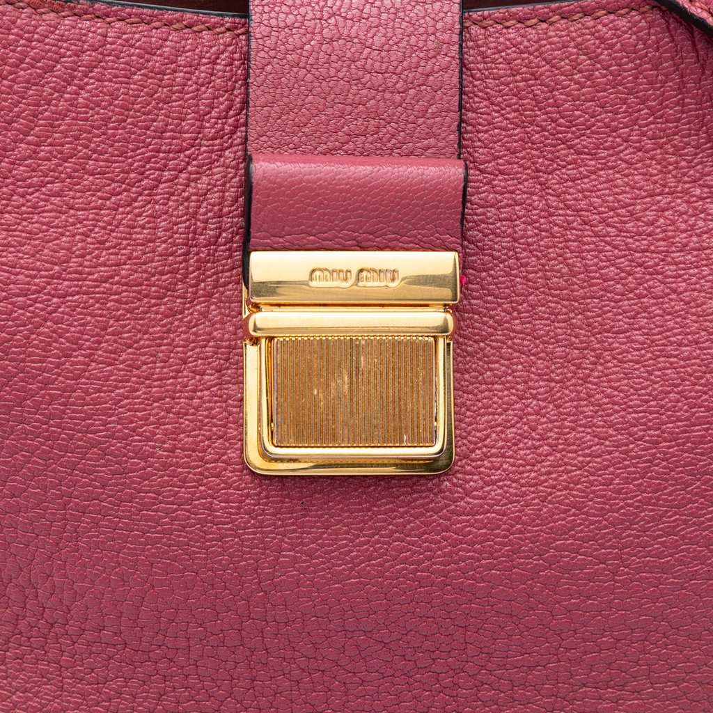 Miu Miu Goatskin Madras Convertible Hobo Pink Leather Very good condition - Box View