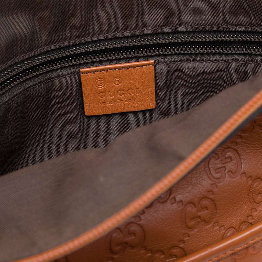 Gucci Guccissima Flat Messenger Bag Brown Leather Very good - Box View