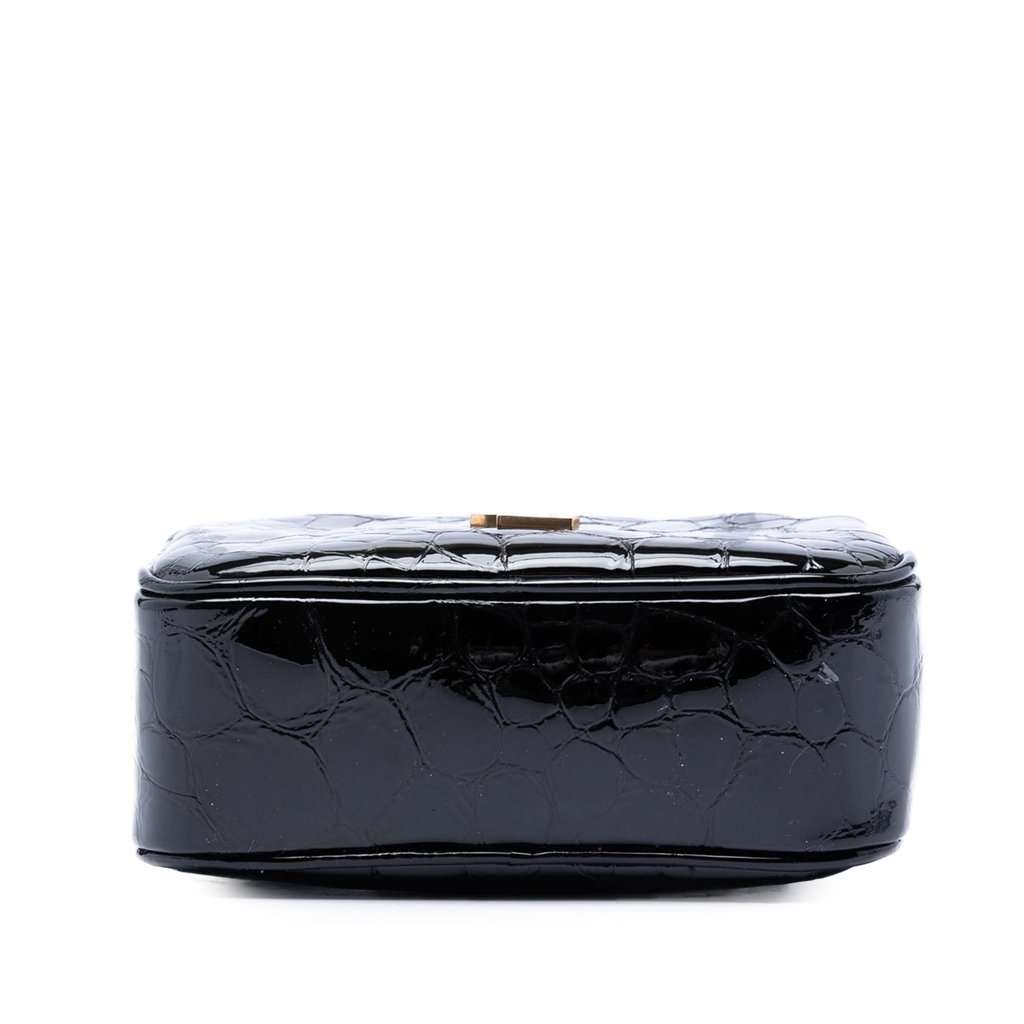 Saint Laurent Croc Embossed Patent Lou Belt Bag Black Leather Very good - Inside View