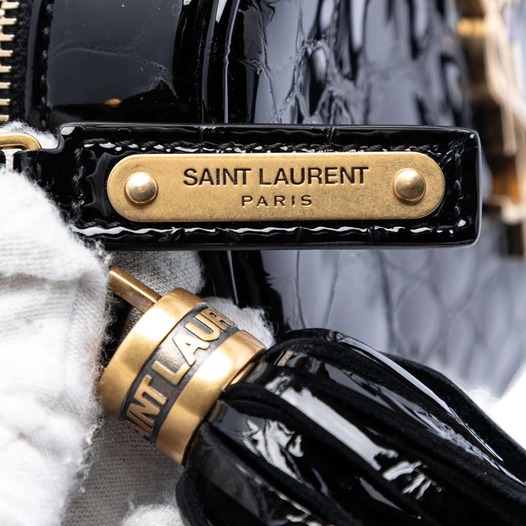 Saint Laurent Croc Embossed Patent Lou Belt Bag Black Leather Very good - Box View