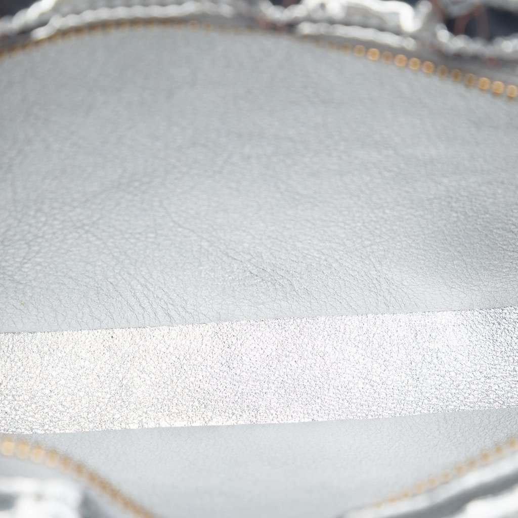 Celine Medium Mirror Calfskin Croque Shoulder Bag Silver Leather Very good condition - Model View