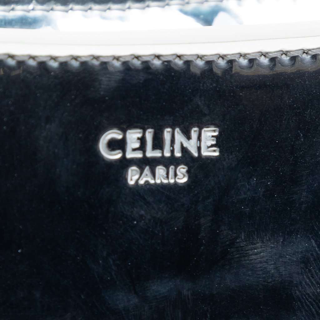 Celine Medium Mirror Calfskin Croque Shoulder Bag Silver Leather Very good condition - Box View