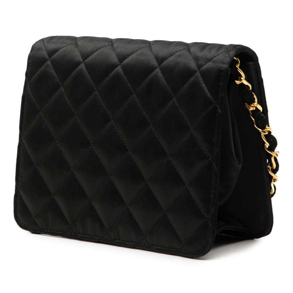 Chanel Mini Square Classic Satin Single Flap Black Very good condition - Back View