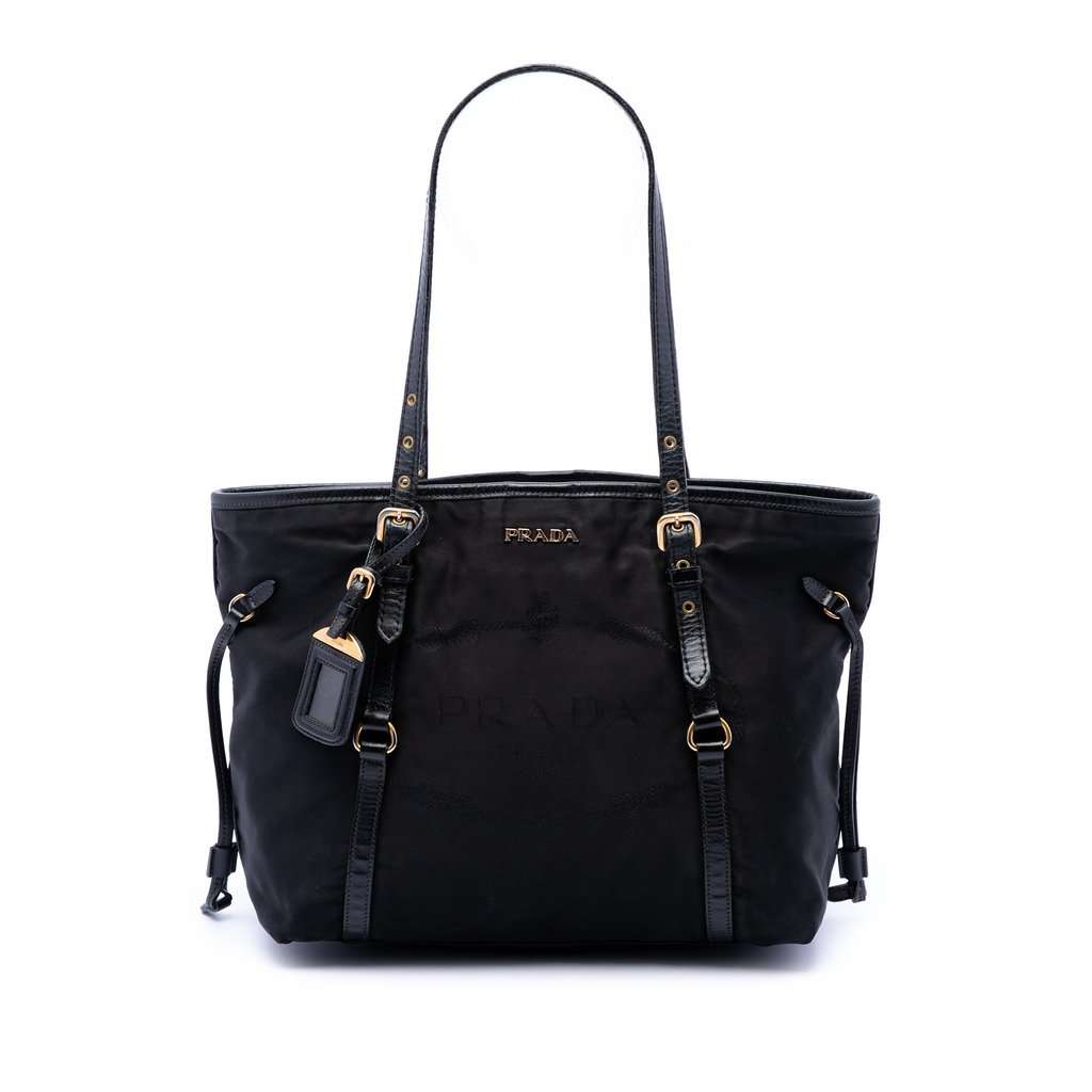 Prada Tessuto Canapa Logo Tote Black Very good - Front View