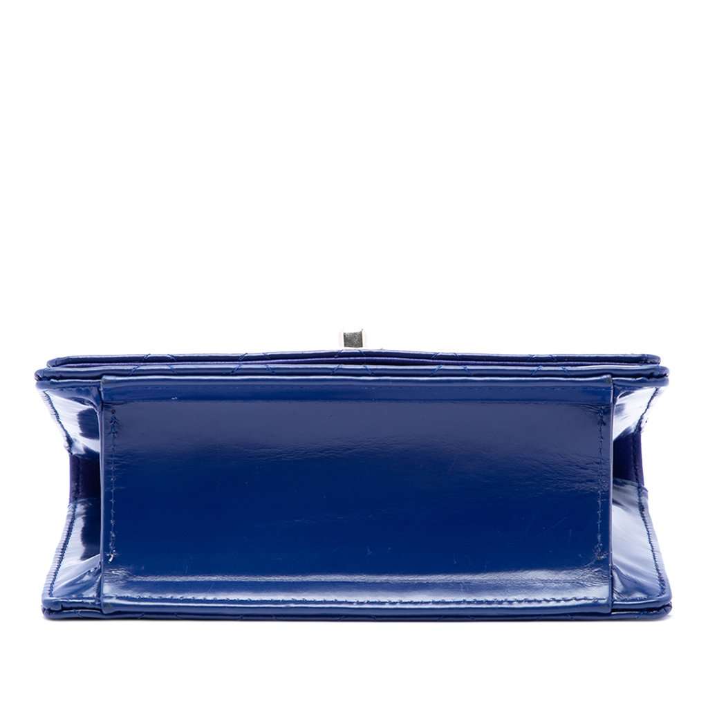 Chanel CC Quilted Patent Single Flap Blue Leather Very good condition - Inside View
