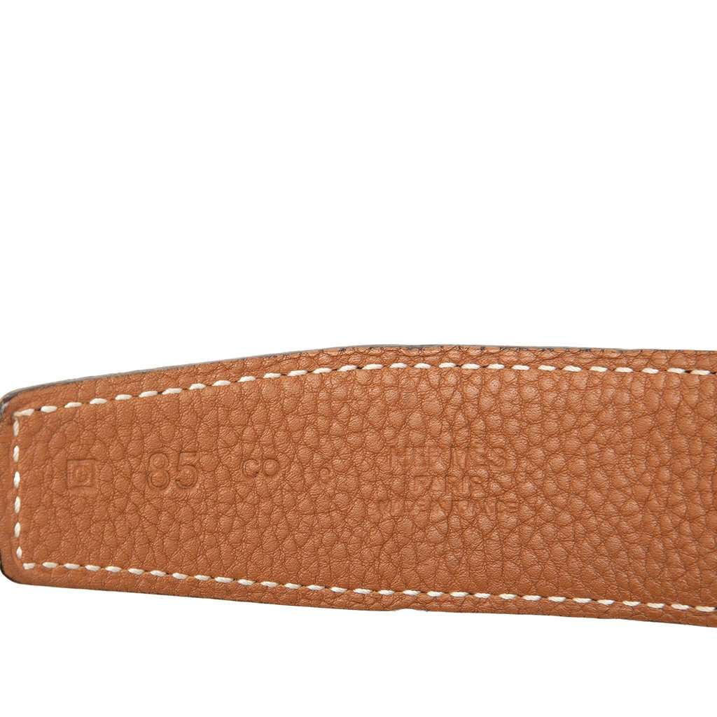 Hermès Togo and Box Calf H Strie Reversible Belt Black Leather Very good condition - Box View