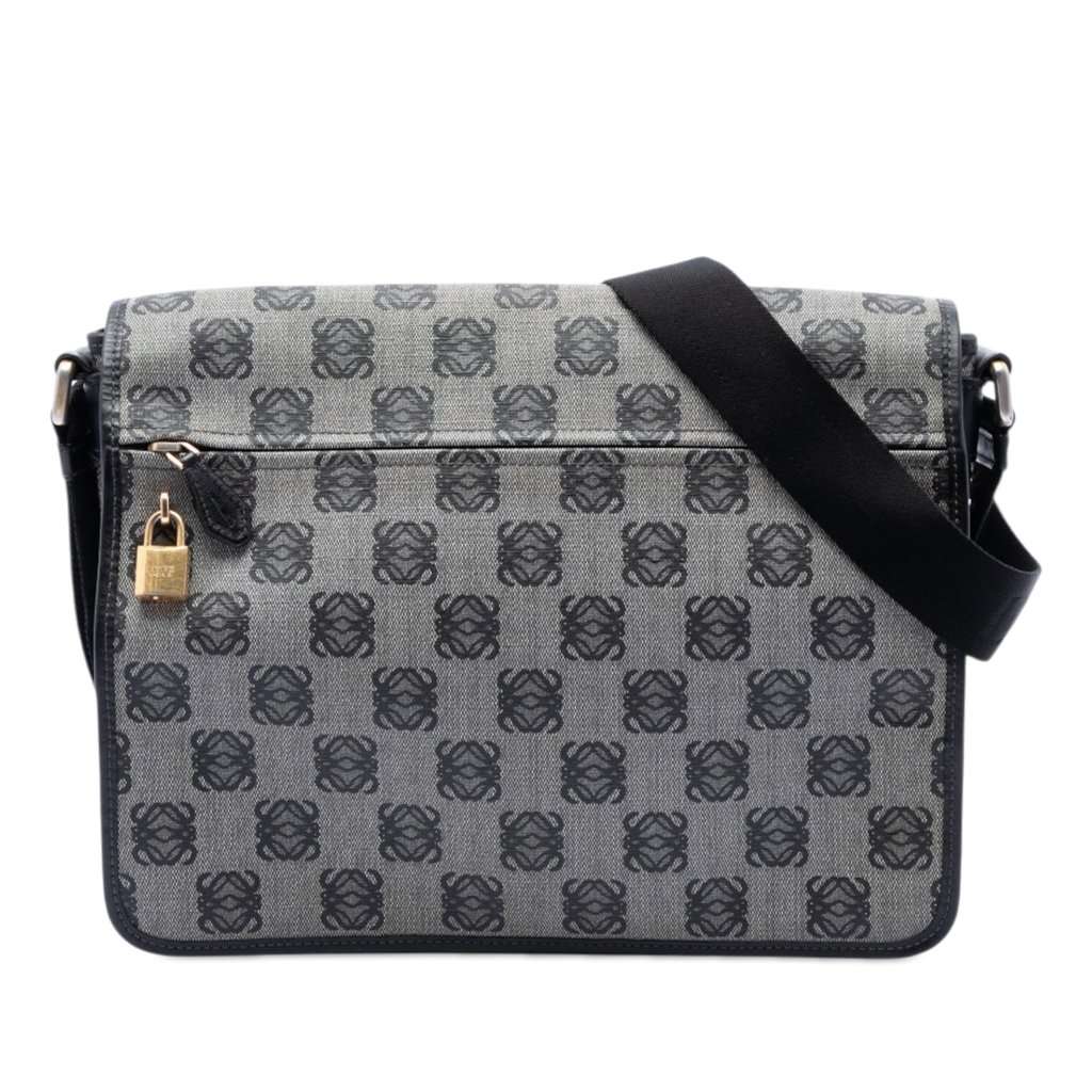 Loewe Anagram Coated Canvas Messenger Bag Green Very good - Front View