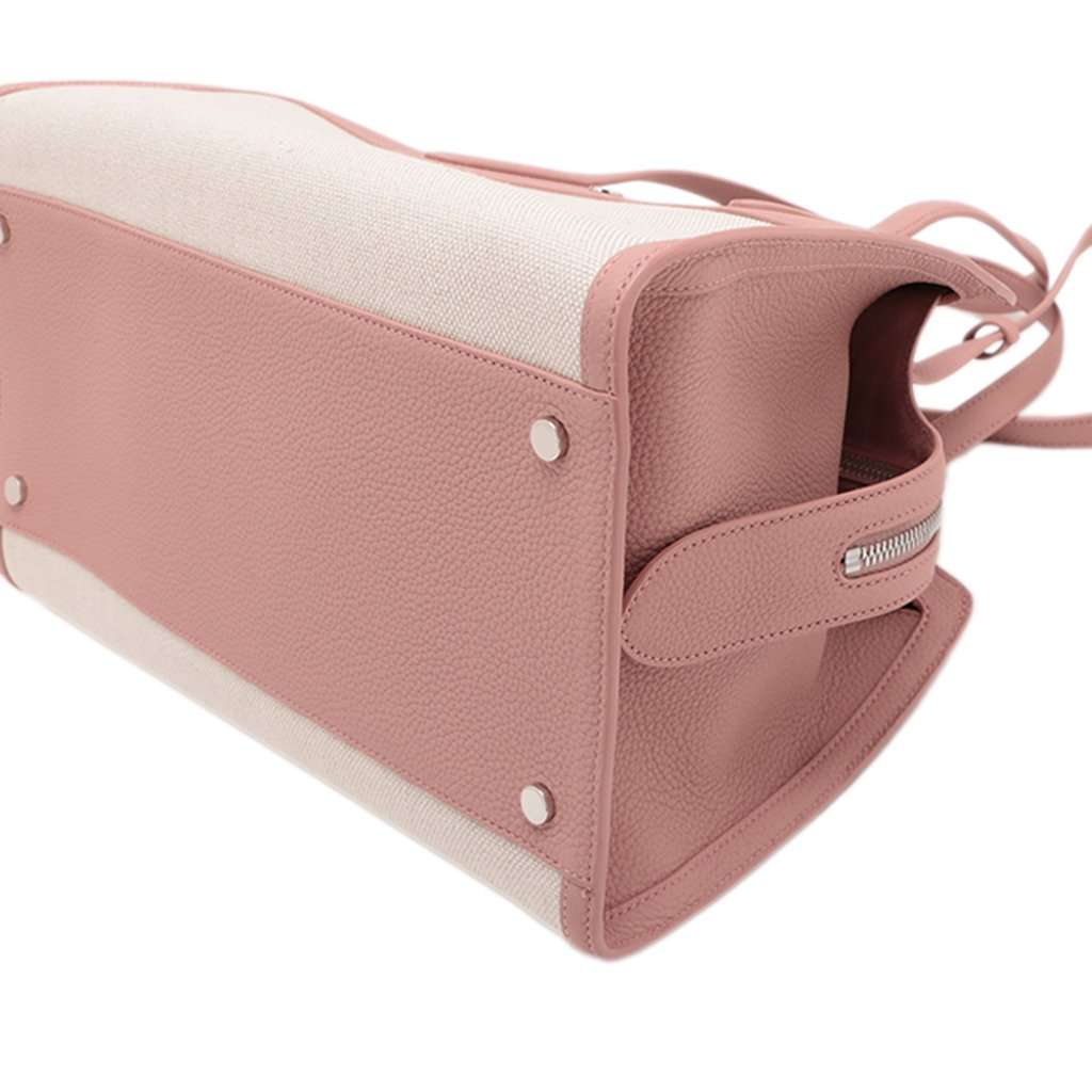 Loro Piana Canvas and Grained Calfskin Sesia Satchel Pink Very good condition - Inside View