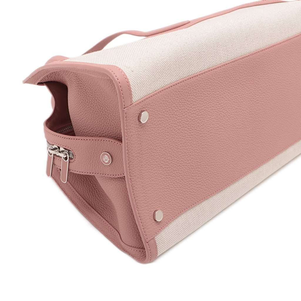 Loro Piana Canvas and Grained Calfskin Sesia Satchel Pink Very good condition - Model View